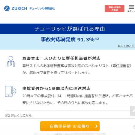 チューリッヒ保険 自動車保険 の口コミ 評判 みん評